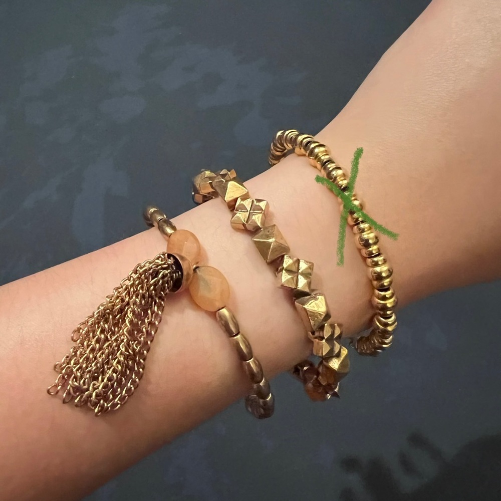 Set of 2 Alex & Ani Gold Bangle Bracelets with Beads